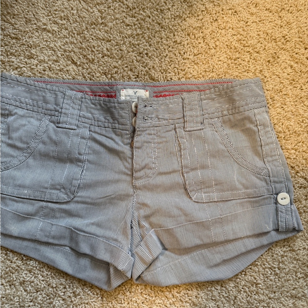 American Eagle Outfitters Gray Striped Women's Cargo Shorts